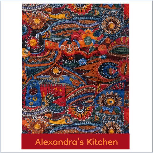 Ethnic Boho Colorful Pattern Red Blue & Gold Adult Apron (Creator Uploaded)