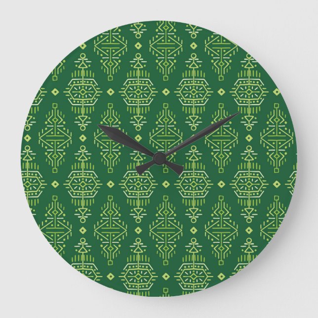 Ethnic Boho: Creative Tribal Seamless. Large Clock (Front)