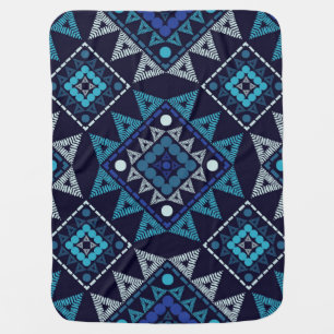 Ethnic Boho Embroidery Seamless Pattern Baby Blanket