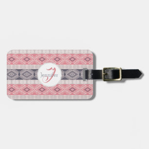 Ethnic boho geometric pattern. monogram. luggage tag
