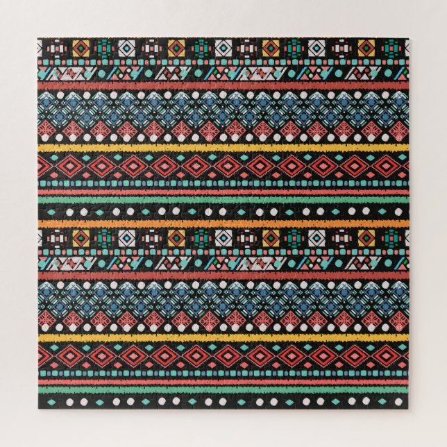 Ethnic Boho: Geometric Pixel Print Jigsaw Puzzle (Vertical)