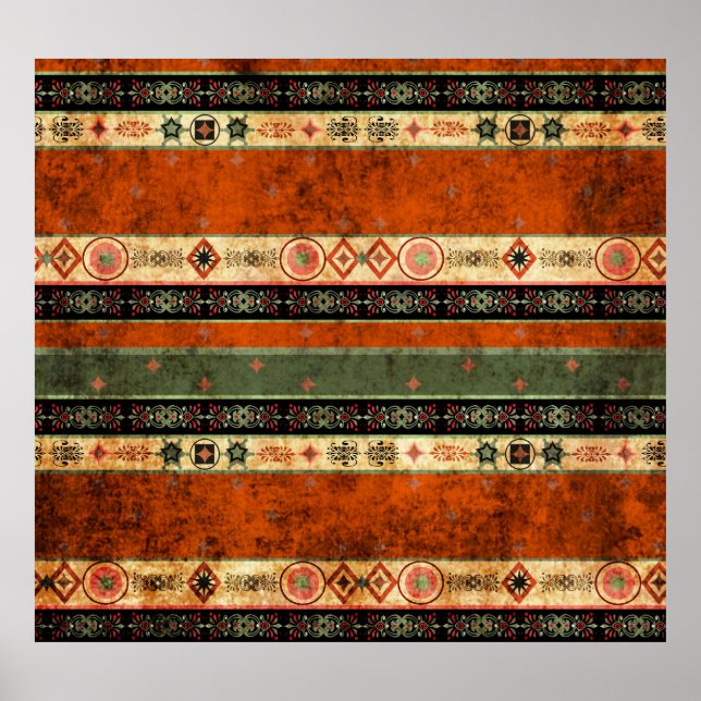 Ethnic Boho Grunge, Colorful Pattern. Poster (Front)
