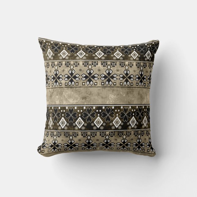 Ethnic Boho Grunge: Colorful Pattern Throw Pillow (Front)