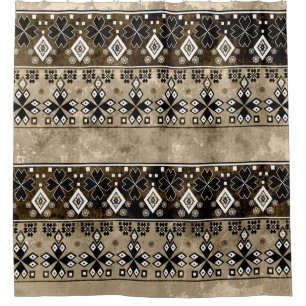 Ethnic boho grunge pattern. Tribal old art print. Shower Curtain