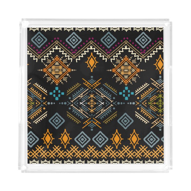 Ethnic Boho Ornament Seamless Pattern Acrylic Tray (Front)