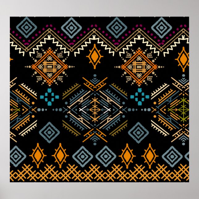 Ethnic Boho Ornament Seamless Pattern Poster (Front)