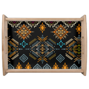 Ethnic Boho Ornament Seamless Pattern Serving Tray