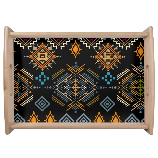 Ethnic Boho Ornament Seamless Pattern Serving Tray (Front)