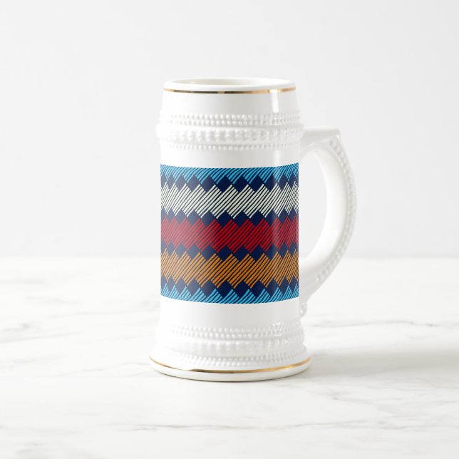 Ethnic Boho Pattern Lace Embroidery on Fabric      Beer Stein (Front Right)