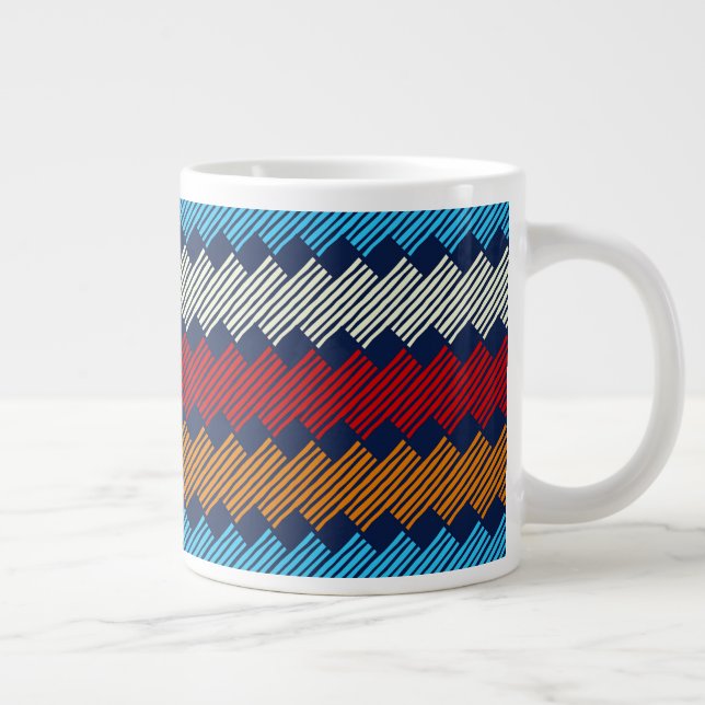 Ethnic Boho Pattern Lace Embroidery on Fabric      Giant Coffee Mug (Right)