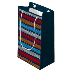Ethnic Boho Pattern Lace Embroidery on Fabric Small Gift Bag