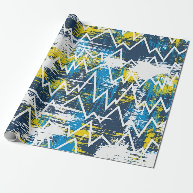 Ethnic boho seamless pattern. Zigzag pattern. Scri Wrapping Paper (Unrolled)