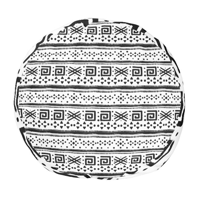 Ethnic Boho Tribal Art Print Pouf (Bottom)