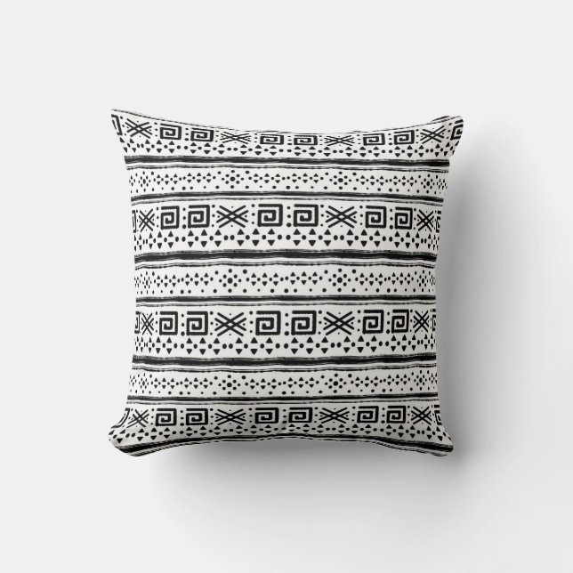 Ethnic Boho Tribal Art Print Throw Pillow (Front)
