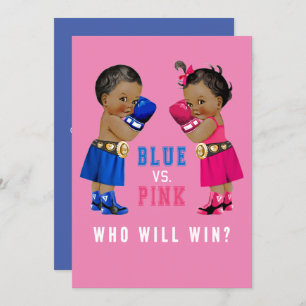 Ethnic Boxing Babies Gender Reveal Party Invitation