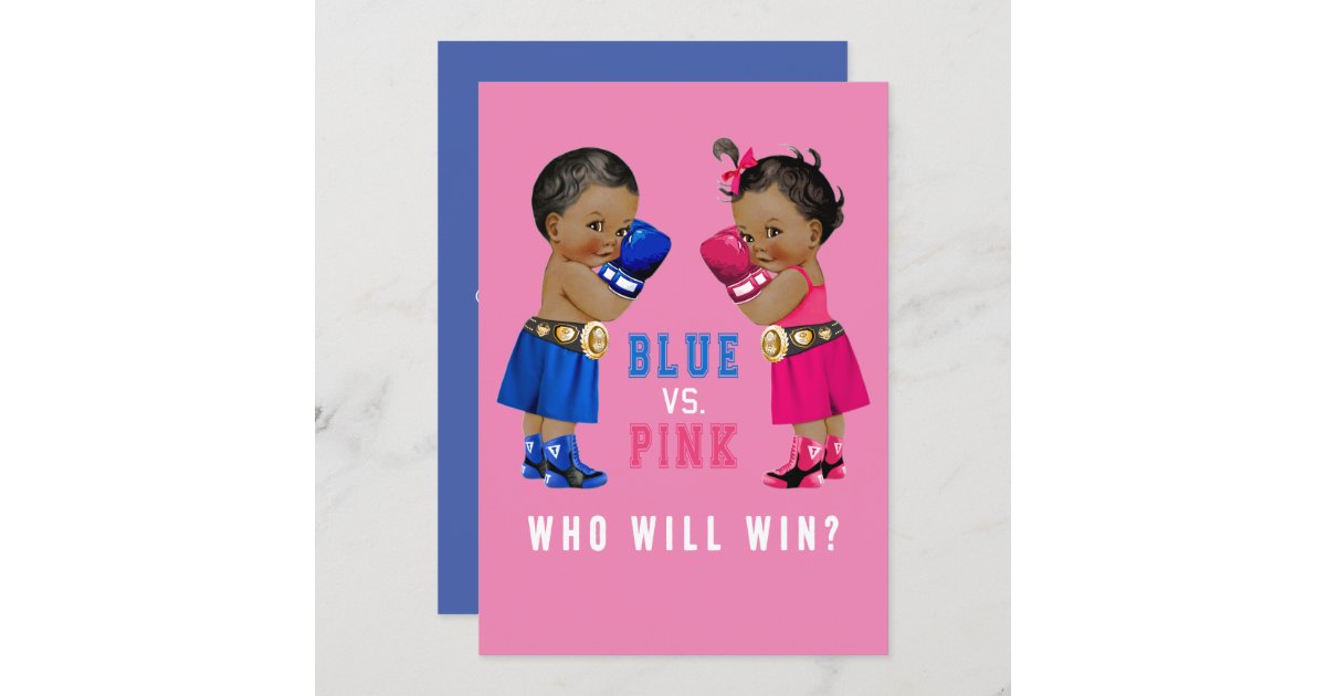 Ethnic Boxing Babies Gender Reveal Party Invitation