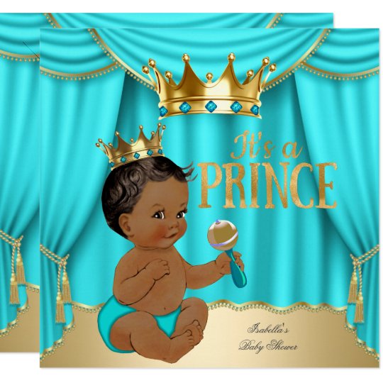 Baby Shower Boy Little Prince Royal Blue Golden Invitation