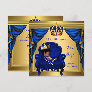 Ethnic Boy Baby Shower Prince Royal Blue Gold Invitation