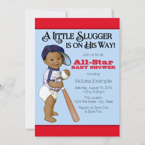 Ethnic Boy Baseball Baby Shower Invitation