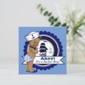 Ethnic Boy Blue Nautical Baby Shower Invitation (Standing Front)