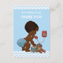 Ethnic Boy on Phone Baby Shower Thank You