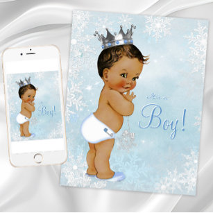 Ethnic Boy Prince Winter Wonderland Baby Shower Invitation