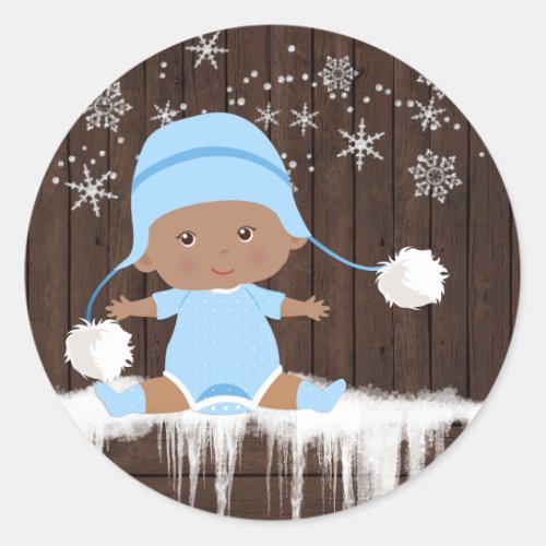 Ethnic Boy Snowflake Baby Shower Stickers