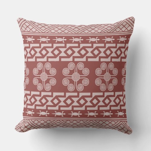 Ethnic Brandy Colored African Inspired Pattern Throw Pillow