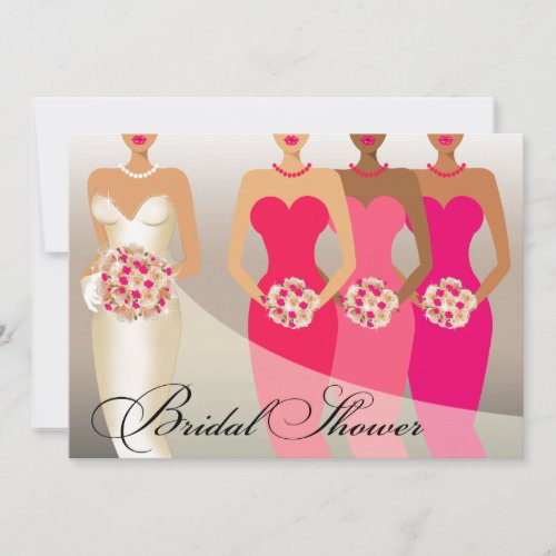 ETHNIC BRIDE Bridal Shower  fuschia Invitation