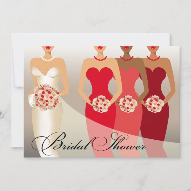 ETHNIC BRIDE Bridal Shower | red Invitation (Front)