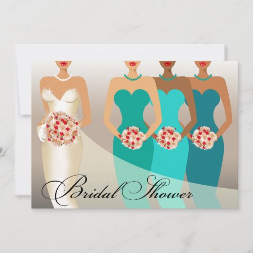 ETHNIC BRIDE Bridal Shower  teal Invitation