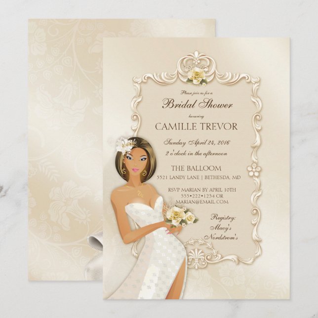 Ethnic Bride Ivory Satin Wedding Rose Invitation | Zazzle