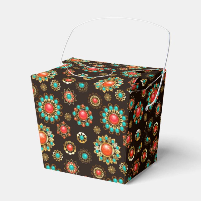 Ethnic Brooches Seamless Pattern Favor Boxes (Front Side)