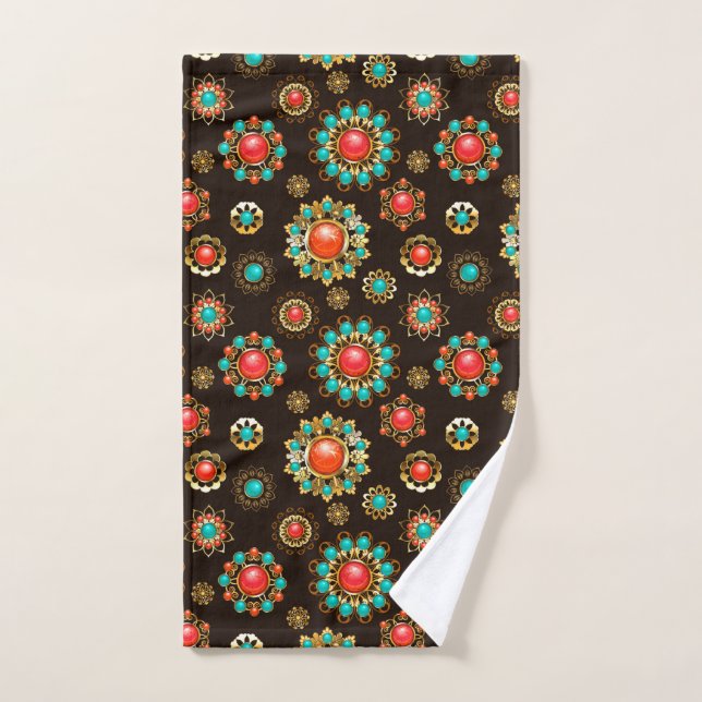 Ethnic Brooches Seamless Pattern Hand Towel (Hand Towel)