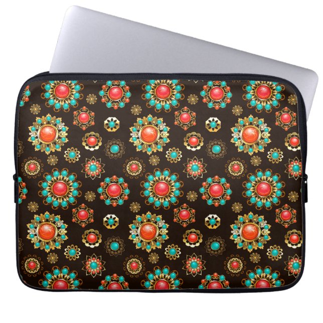 Ethnic Brooches Seamless Pattern Laptop Sleeve (Front)