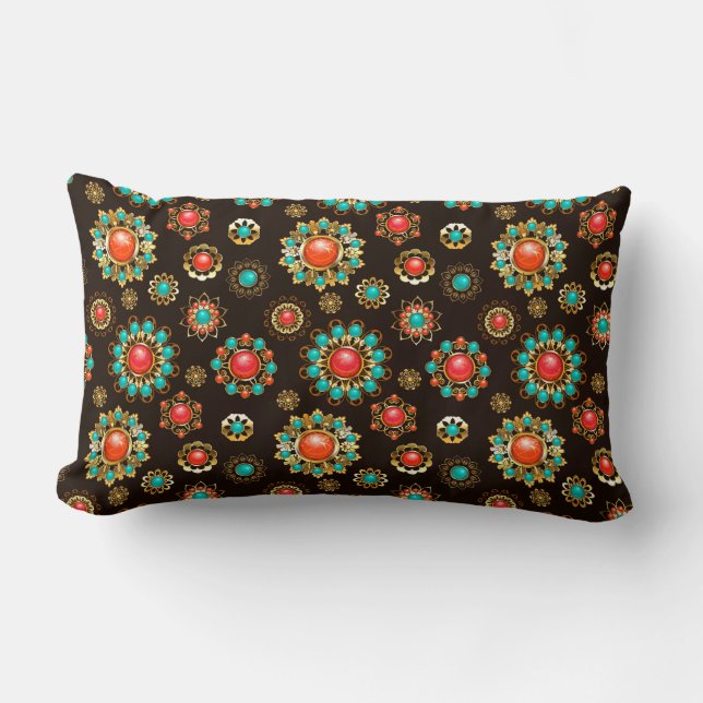 Ethnic Brooches Seamless Pattern Lumbar Pillow (Front)