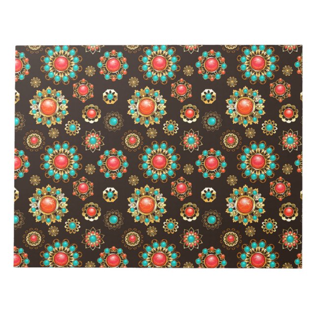 Ethnic Brooches Seamless Pattern Notepad (Front)