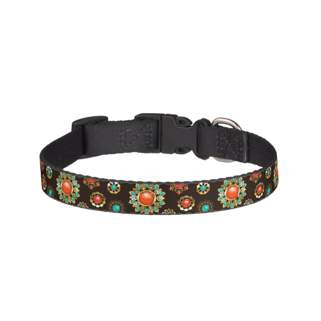 Ethnic Brooches Seamless Pattern Pet Collar (Front)