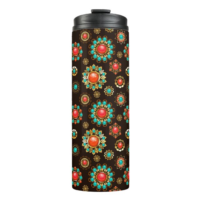 Ethnic Brooches Seamless Pattern Thermal Tumbler (Front)