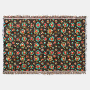 Ethnic Brooches Seamless Pattern Throw Blanket