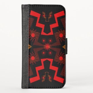 Ethnic Brown Red Pattern iPhone X Wallet Case