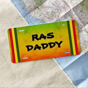 Ethnic Caribbean Vibe RAS DADDY RED YELLOW GREEN License Plate