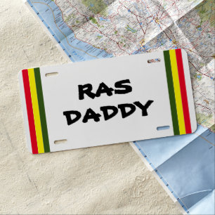 Ethnic Caribbean Vibe RAS DADDY   WHITE License Plate