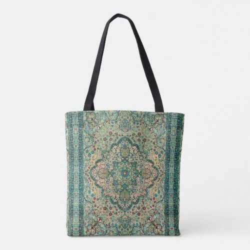 Ethnic Carpet Geometric Floral Design Tote Bag