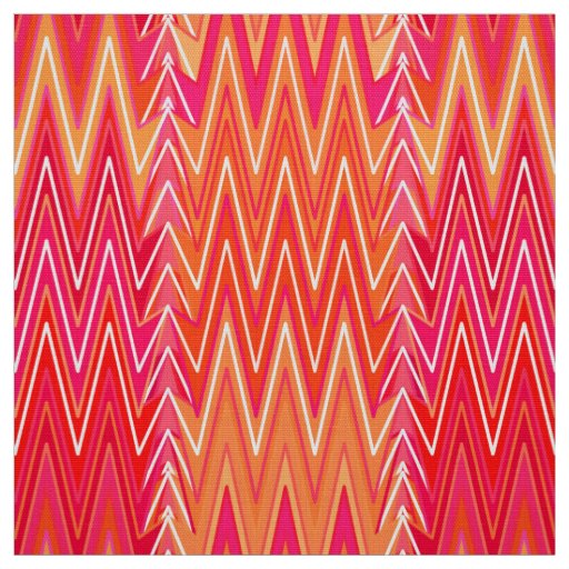 Ethnic Chevron Damask, Coral Orange and Pink Fabric