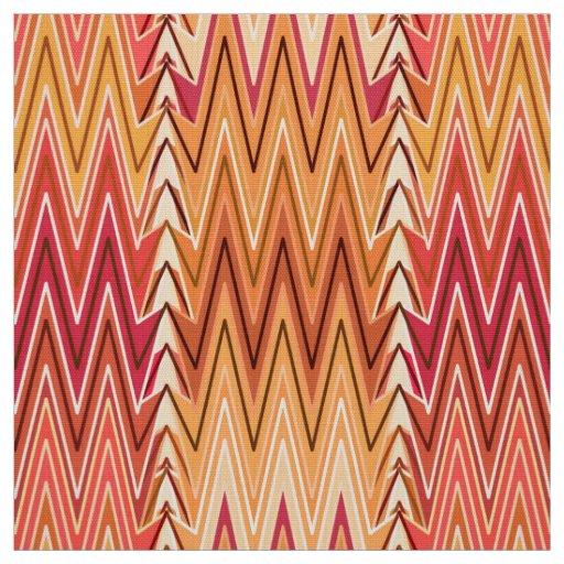 Ethnic Chevron Damask, Gold, Rust and Cream Fabric