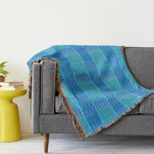 Ethnic Chevron Damask, Turquoise and Blue Throw Blanket