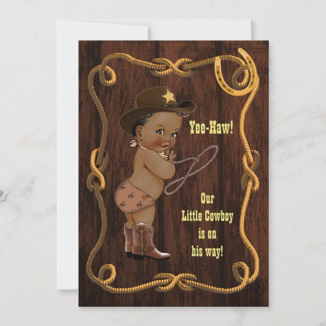 Ethnic Cowboy Rustic Baby Shower Invitation (Front)