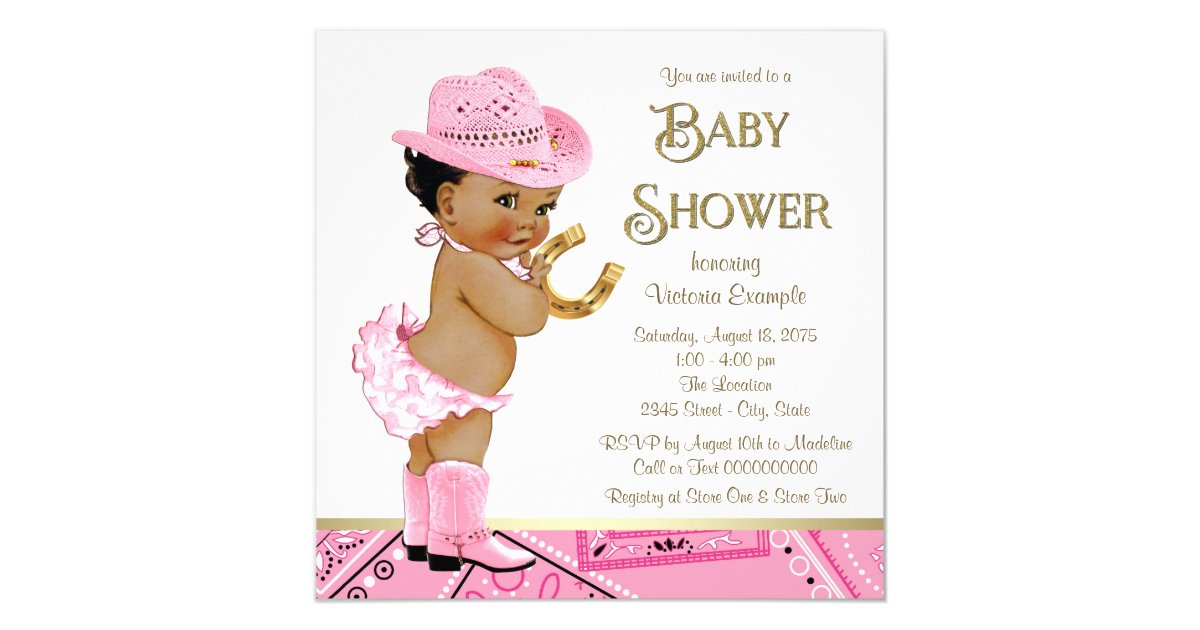 Ethnic Cowgirl Baby Shower Invitation Zazzle Com