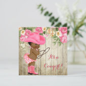 Ethnic Cowgirl Baby Shower Pink Boots Floral Invitation (Standing Front)